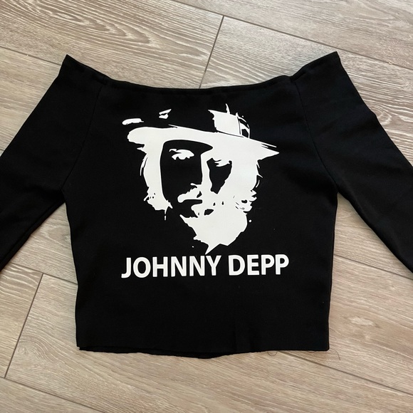 New JOHNNY DEPP black crop top Short Sleeve for women size S Justice For Johnny - Picture 7 of 8